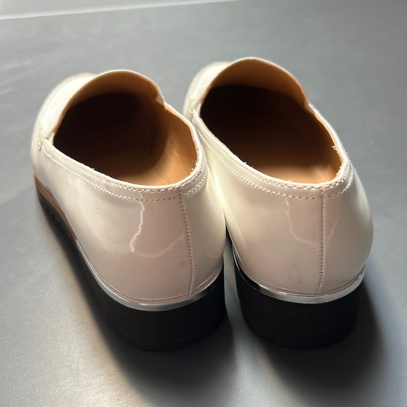 EUC Darling White Patent Leather loafers with black lug soles - Picture 8 of 10